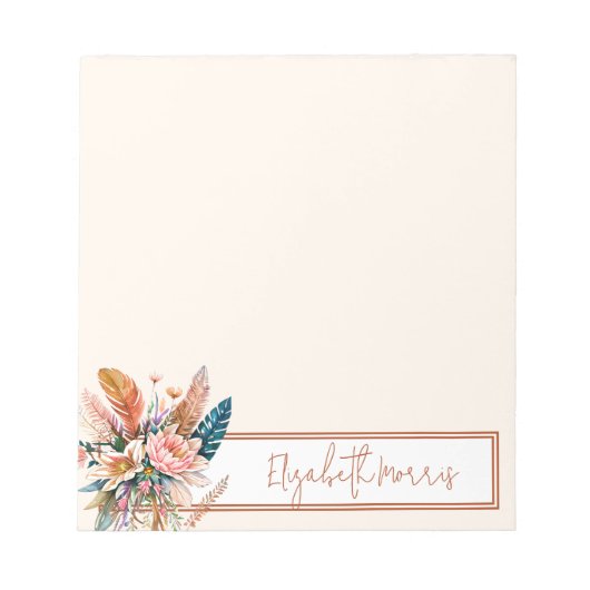 Bloc-note Boho floral personnalisé (Devant)