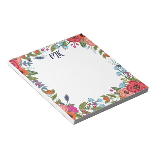 Bloc-note Boho Flowers Monogramme (Incliné)