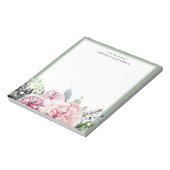 Bloc-note Boho Green Feuilles rose Nom Floral Modèle (Tourné)