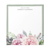 Bloc-note Boho Green Feuilles rose Nom Floral Modèle (Devant)