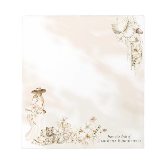 Bloc-note Boho Leopard | Lady Floral Fête des mariées Favori (Devant)