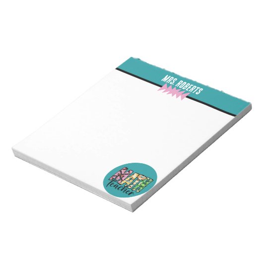 Bloc-note BOHO MATH Appréciation de l'enseignant personnalis (Tourné)