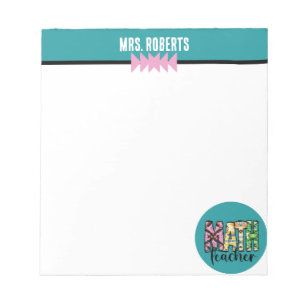 Bloc-note BOHO MATH Appréciation de l'enseignant personnalis