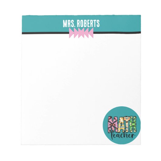 Bloc-note BOHO MATH Appréciation de l'enseignant personnalis (Devant)