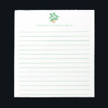 Bloc-note Boho Monstera Plante minimaliste vert personnalisé<br><div class="desc">Dessin simple plante de feuille de monstère aquarelle,  personnalisé avec votre nom.</div>