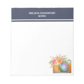 Bloc-note Boho Orange Caméra & Bouquet Floral Aquarelle (Devant)