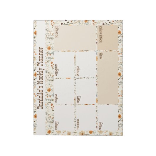 Bloc-note Boho Ouest Floral Custom Weekly Planner (Tourné)