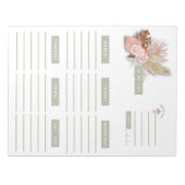 Bloc-note Boho rose vert Floral Planificateur hebdomadaire C (Devant)