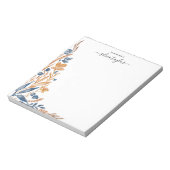 Bloc-note Boho Terracotta Marine Fleur sauvage Nom personnal (Tourné)