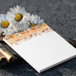 Bloc-note Boho vintage orange fleur sauvage aquarelle jaune