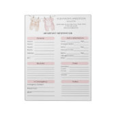 Bloc-note Boho Watercolor Babysitter Info Sheet (Tourné)