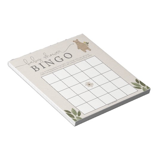 Bloc-note Boho Woodland Baby shower Bingo 40 feuilles (Incliné)