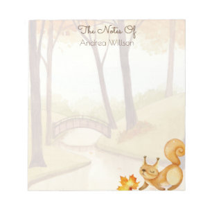Bloc-note Bois d'automne scène aquarelle avec écureuil