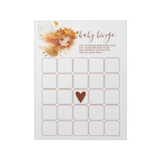 Bloc-note Bois enchanté de fée d'automne Bébé Bingo (Tourné)