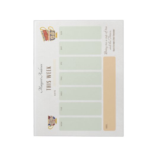 Bloc-note Boisson de thé Planificateur de style victorien pe (Tourné)