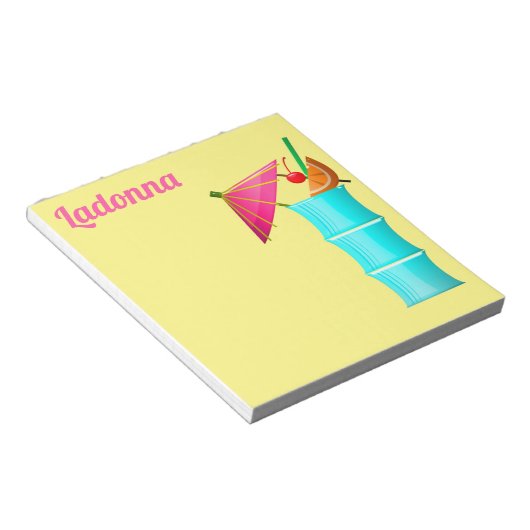 Bloc-note Boisson tropicale été Hawaï bleu jaune rose (Incliné)