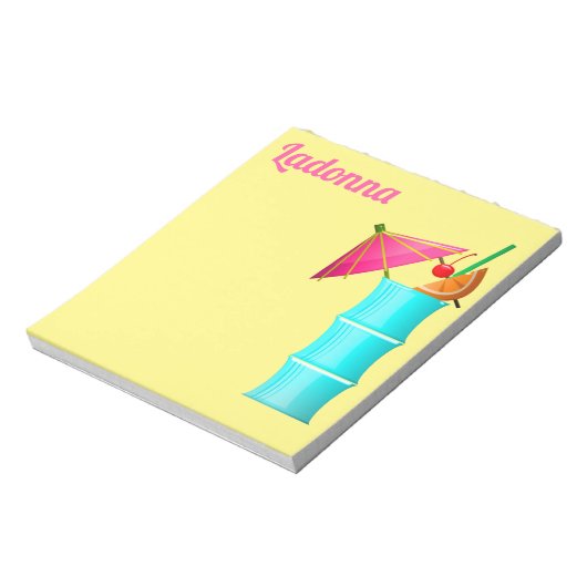 Bloc-note Boisson tropicale été Hawaï bleu jaune rose (Tourné)