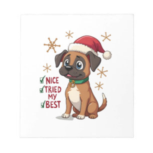 Bloc-note Boîte à chien Boxer mignonne Noël Nice J'ai essayé