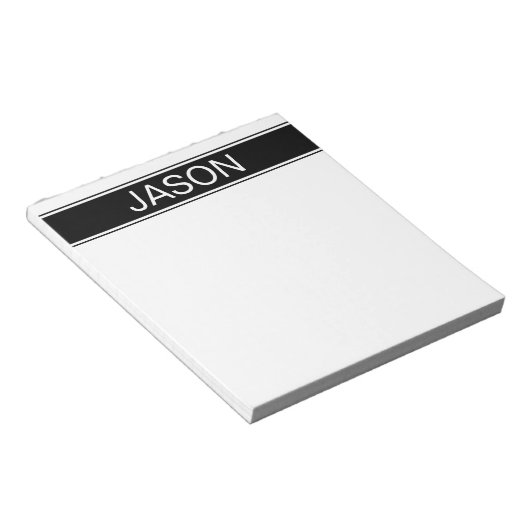 Bloc-note Bold Black & White Stripe Editable Text (Incliné)