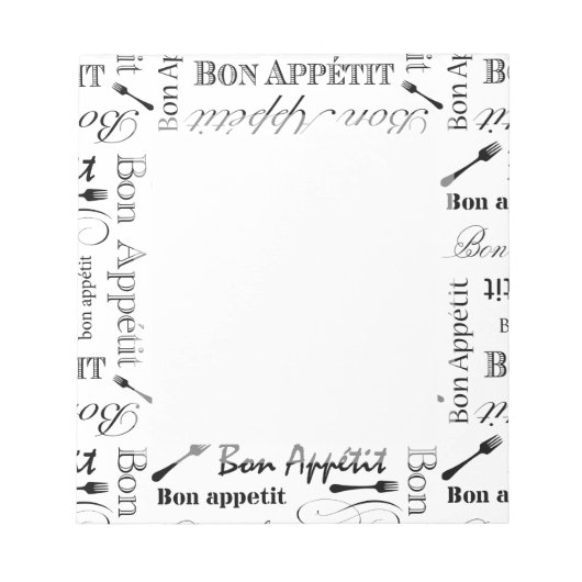 Bloc-note Bon Appetit Gourmet Chef Élégant Motif (Devant)