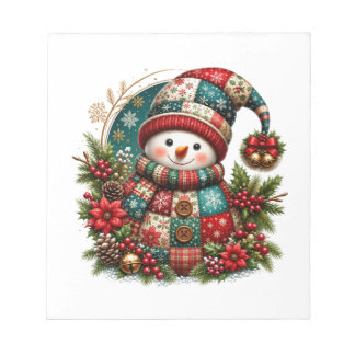 Bloc-note Bonhomme de neige en patchwork de Noël