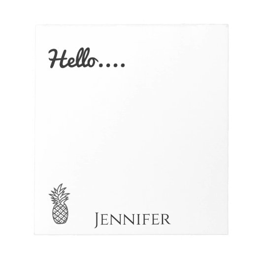 Bloc-note Bonjour, Ananas personnalisé (Devant)