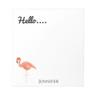 Bloc-note Bonjour, Flamant rose personnalisé