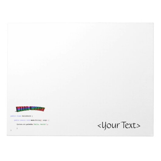 Bloc-note Bonjour World geek saluant Java (Devant)