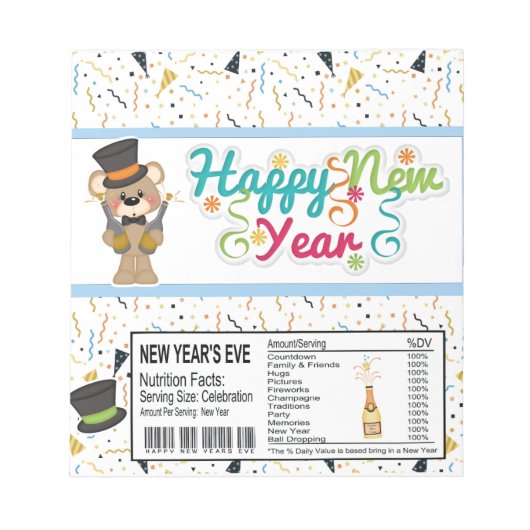 Bloc-note Bonne Nouvelle Année Candy Bar Wrapper Party Faveu (Devant)