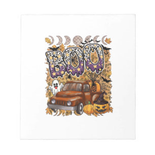 Bloc-note Boo Halloween Camion Vintage Fantôme Citrouilles L