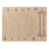 Bloc-note Bordeaux Lignes Papillon Bordure Parchemin Rustiqu (Devant)
