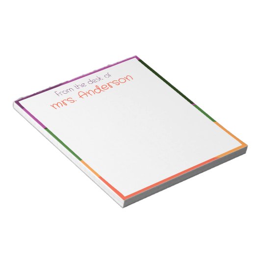 Bloc-note Bordure Abstraite orange violet vert (Incliné)