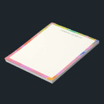 Bloc-note Bordure Abstraite rose élégant Nom personnalisé<br><div class="desc">Peinture abstraite amusante et joyeuse dans un arc-en-ciel coloré et ludique,  personnalisée avec votre nom.</div>