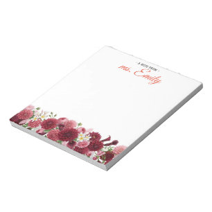 Bloc-note Bordure aquarelle boho bleue personnalisée