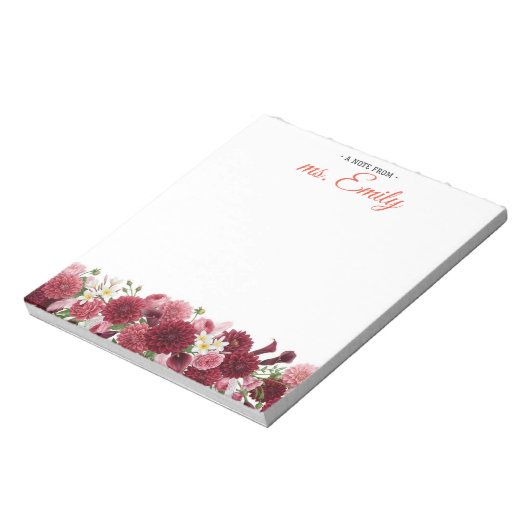 Bloc-note Bordure aquarelle boho bleue personnalisée (Tourné)