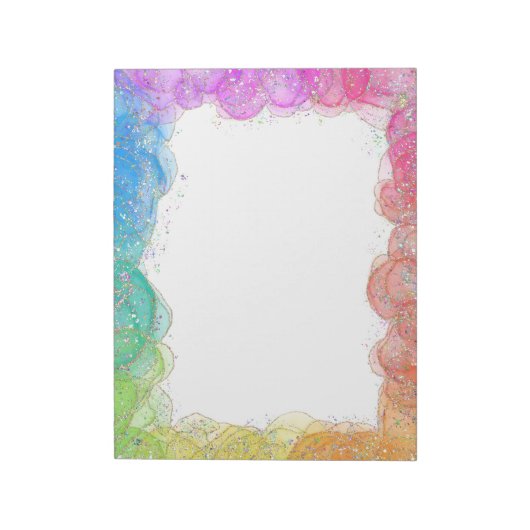 Bloc-note Bordure arc-en-ciel et Parties scintillant (Tourné)