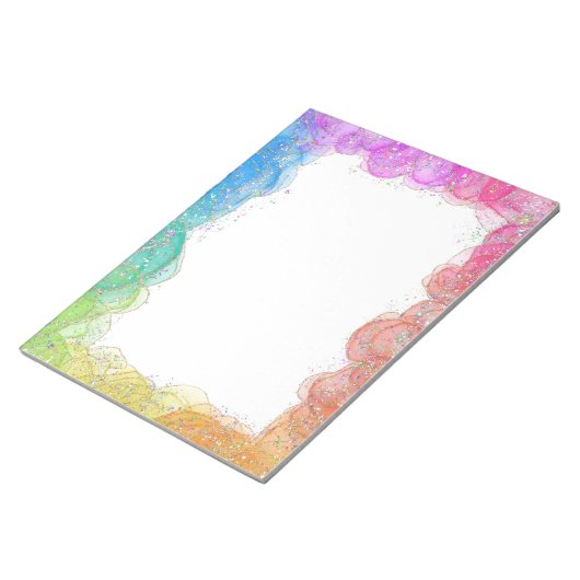 Bloc-note Bordure arc-en-ciel et Parties scintillant (Incliné)
