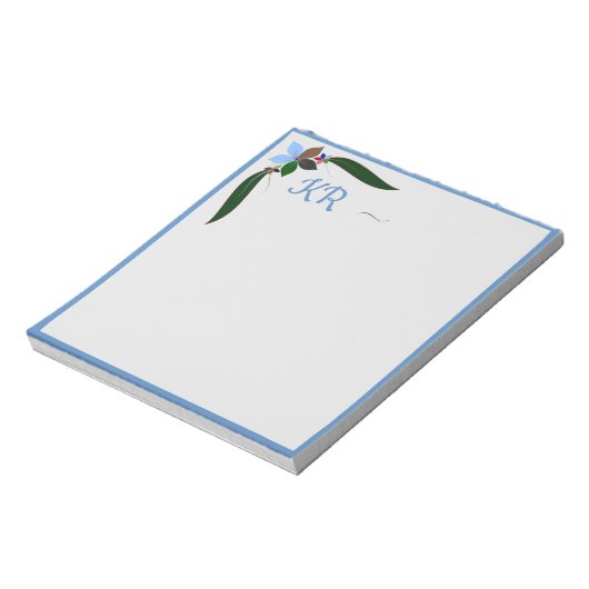 Bloc-note Bordure bleu floral joli (Tourné)