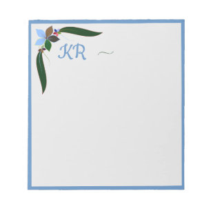 Bloc-note Bordure bleu floral joli