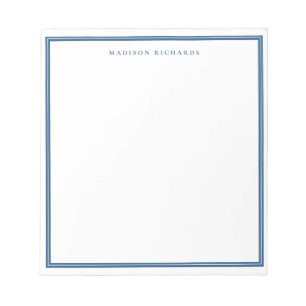 Bloc-note Bordure bleu marine simple personnalisée