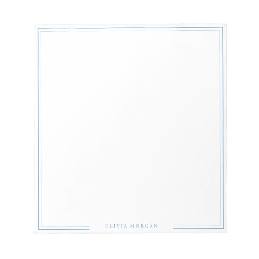 Bloc-note Bordure bleu simple Nom papeterie (Devant)