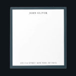 Bloc-note Bordure bleue de la marine Plaque de notes officie<br><div class="desc">Bloc-notes personnalisé, classique et élégant avec bordure bleue marine. Vous pouvez facilement changer la police en n'importe quel style ou couleur de votre choix en cliquant sur les cases "Modifier ce modèle de conception" sur le côté droit de l'élément, ou cliquez sur le bouton bleu "Customiser" pour arranger le texte,...</div>