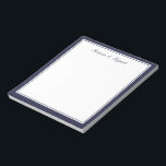 Bloc-note Bordure bleue marine - Carte à notes personnalisée<br><div class="desc">Bloc-notes personnalisé bleu marine à double bordure,  texte de script.</div>