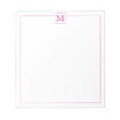 Bloc-note Bordure Carré simple Magenta Initial Monogramme (Devant)