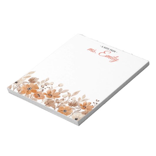 Bloc-note Bordure d'aquarelle bleu Boho personnalisée (Tourné)