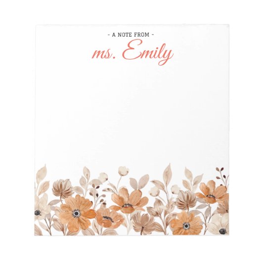 Bloc-note Bordure d'aquarelle bleu Boho personnalisée (Devant)