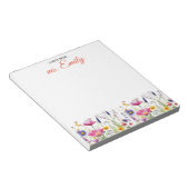Bloc-note Bordure d'aquarelle bleu Boho personnalisée (Incliné)