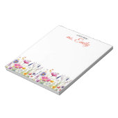 Bloc-note Bordure d'aquarelle bleu Boho personnalisée (Tourné)