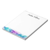 Bloc-note Bordure d'aquarelle bleu violet Aqua personnalisée (Tourné)