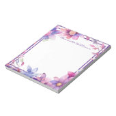 Bloc-note Bordure d'aquarelle florale personnalisée (Tourné)